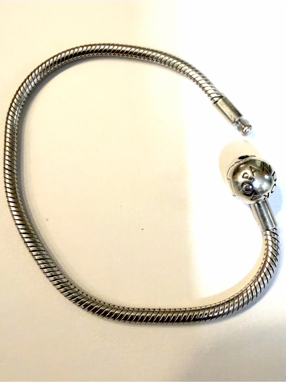 Pandora Sterling Silver Essence Ball Clasp Bracelet 7.25”#596000